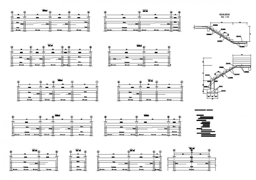Staircase and constructive details of house building dwg file