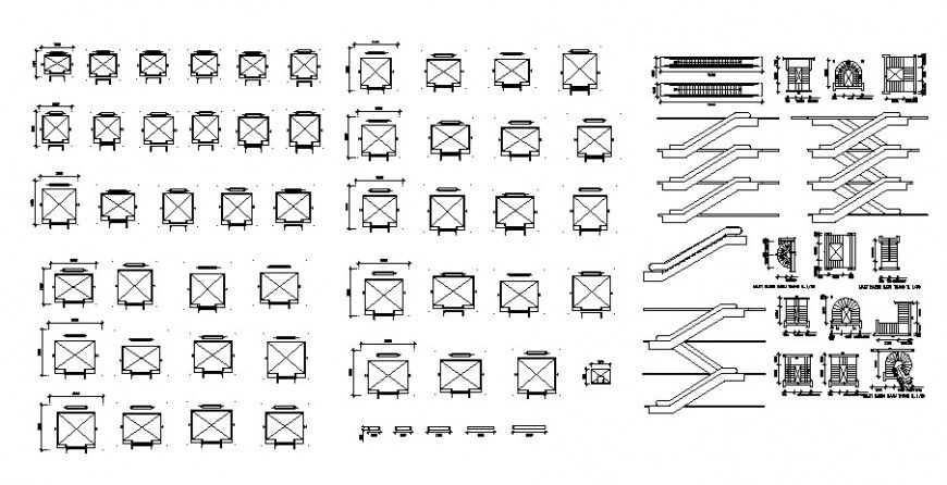 Staircase and elevators details plan elevation autocad file