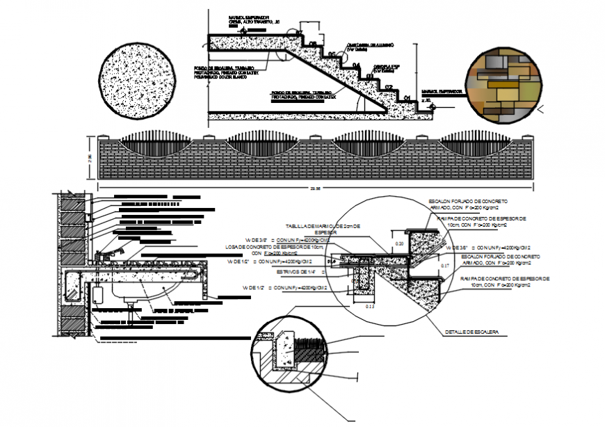 Staircase and floor construction drawing details of residential house dwg file
