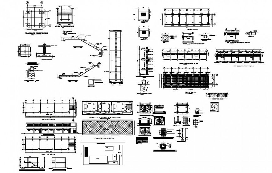 Staircase and foundation detail drawing in autocad