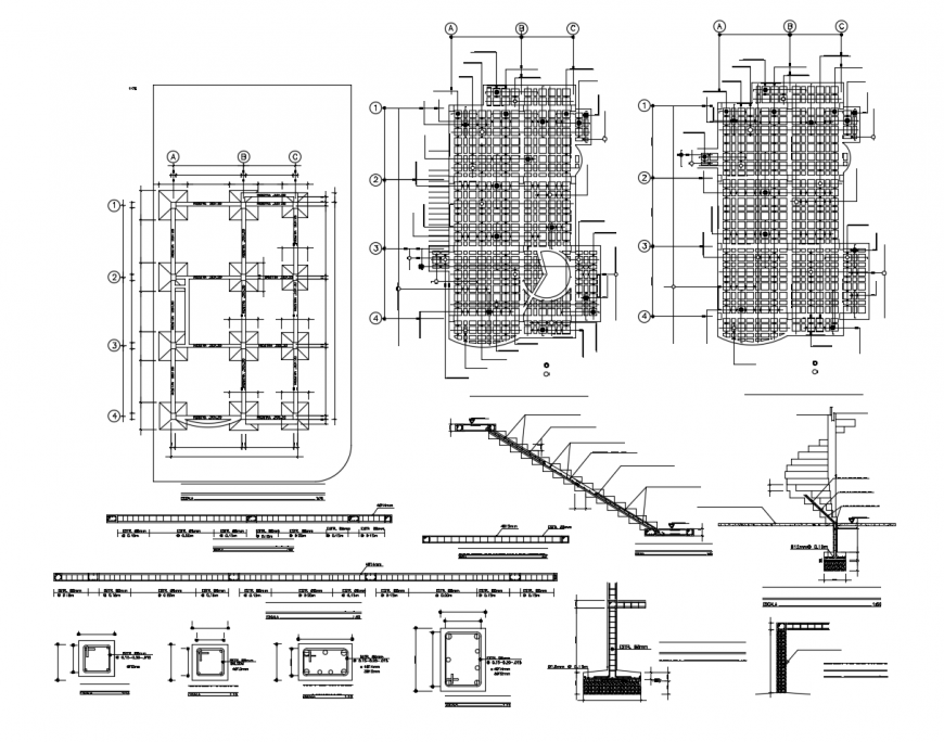 Staircase and foundation plan detail 2d view CAD structural block autocad file