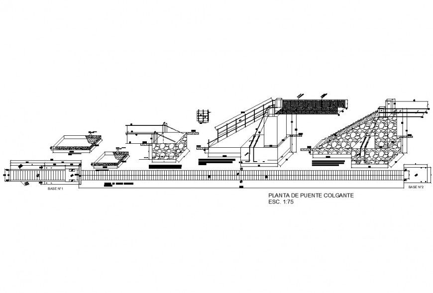 Staircase and RCC structural block drawing in autocad