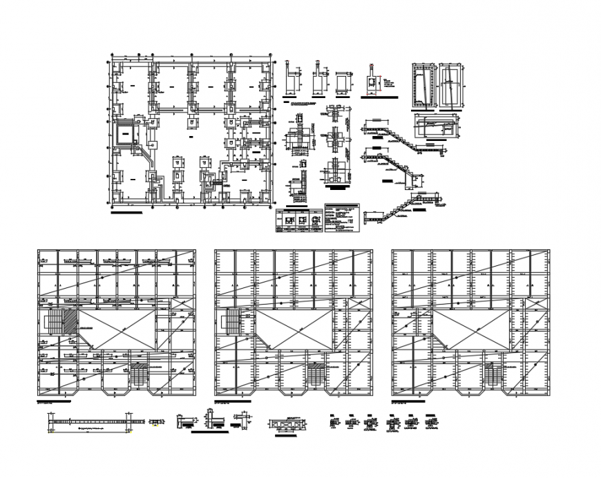 Staircase and several construction details of private school dwg file
