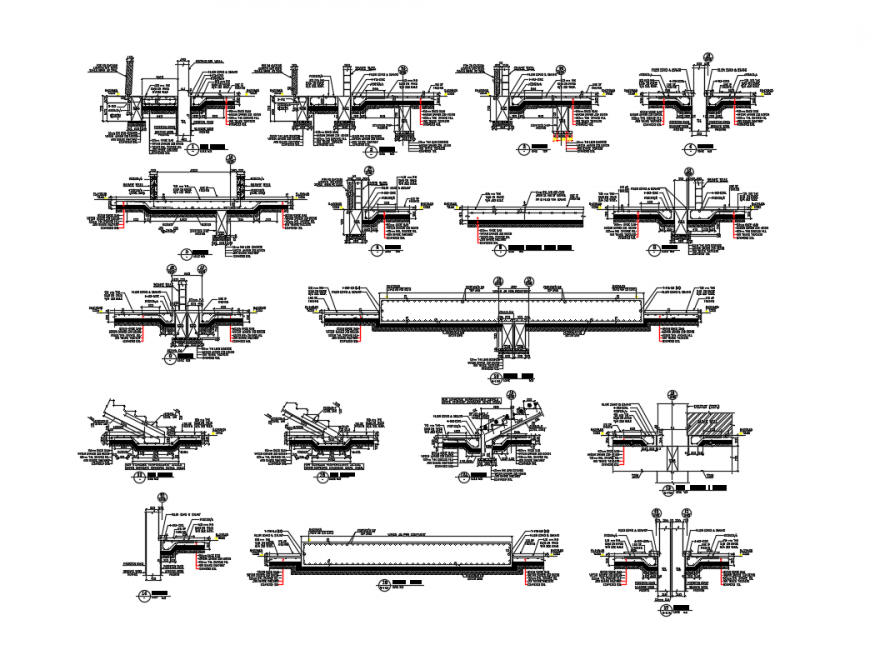 Staircase and several constructive detail of cricket stadium dwg file