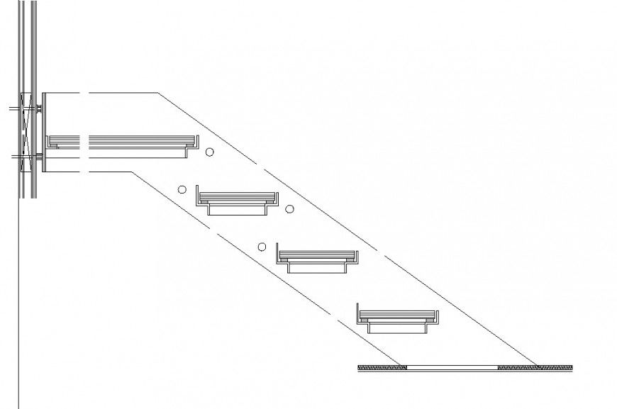 Staircase construction detail 2d view CAD block layout file in dwg format