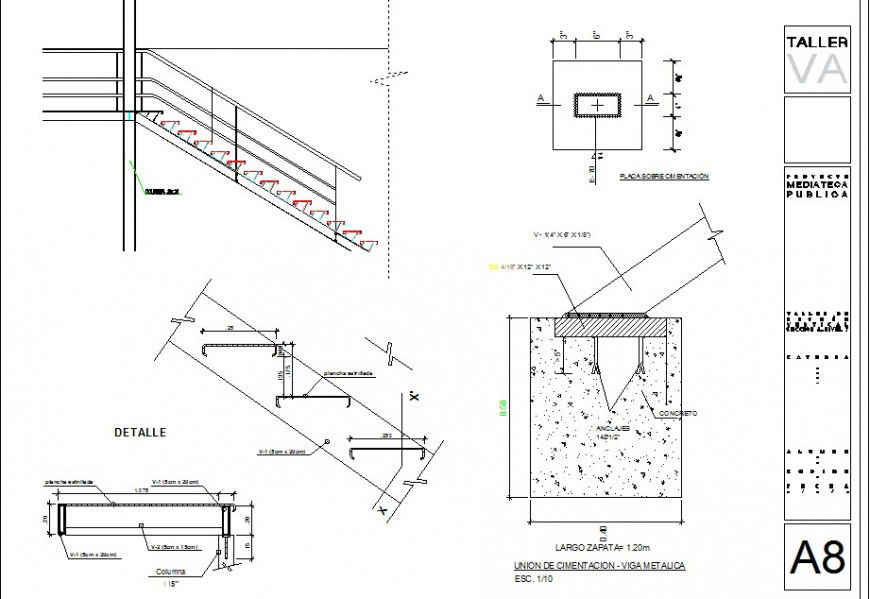 Staircase construction detail 2d view CAD structural block autocad file