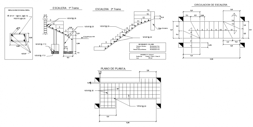 Staircase construction detail 2d view layout in autocad format file