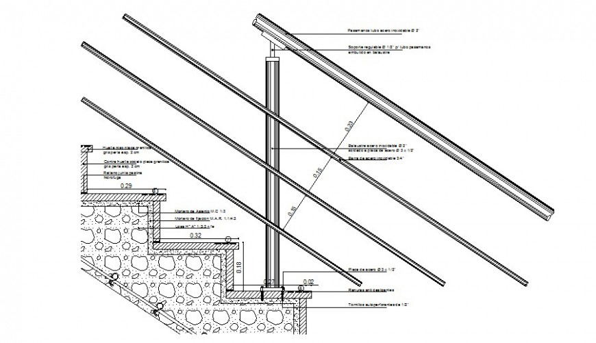 Staircase construction drawings detail 2d view AutoCAD file