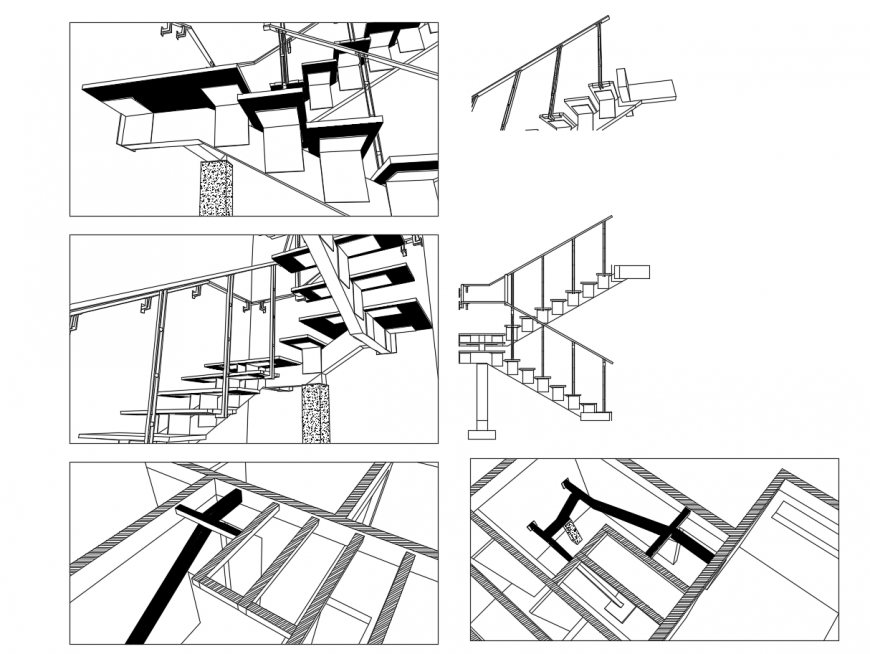 Staircase detail construction drawings in autocad format
