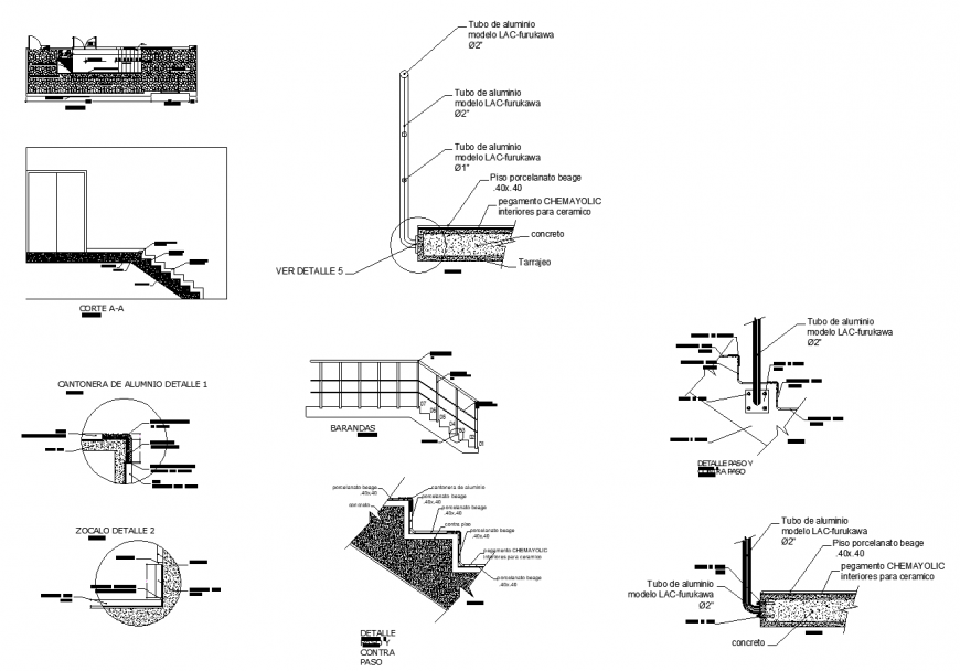 Staircase joinery and construction drawing in dwg file.