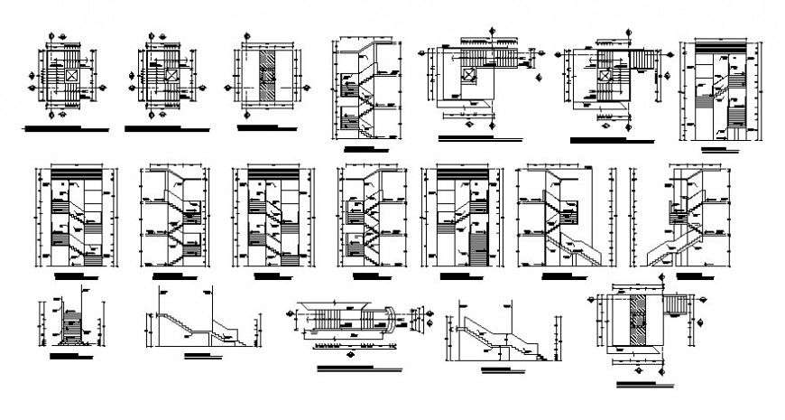 Staircase plan and construction details in autocad software file