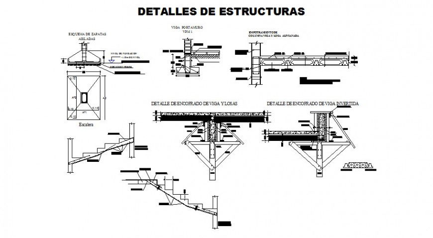 Staircase section and construction details of apartment dwg file