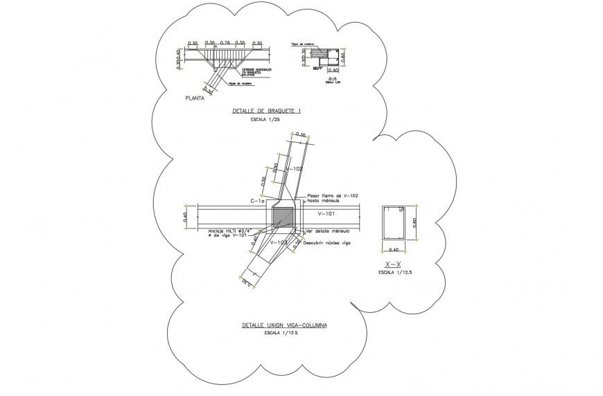 Staircase section and construction details with column cad drawing details dwg file