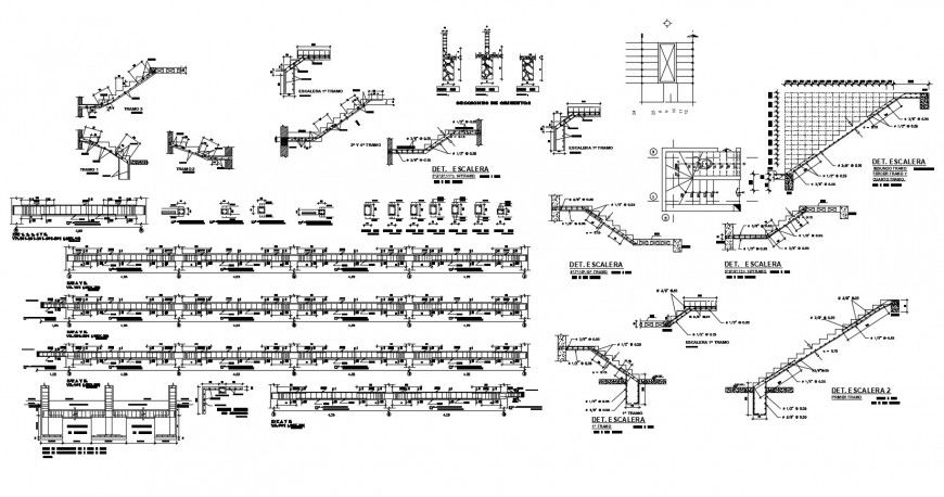 Staircase section and construction with beam schedule of hotel building dwg file