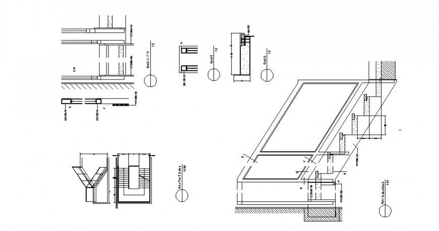 Staircase section and constructive structure details of airport dwg file