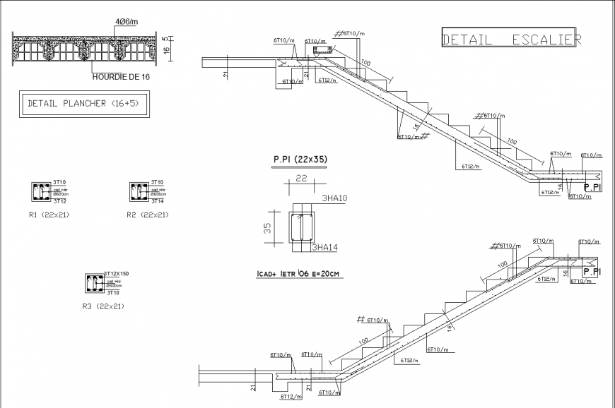 Staircase section detail drawing in dwg file.