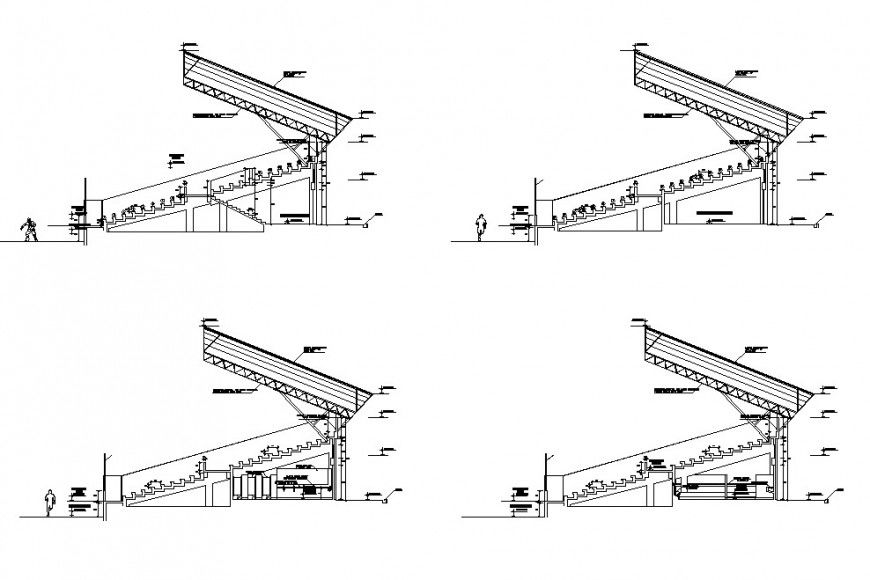 Staircase structural detail CAD construction block 2d view layout autocad file