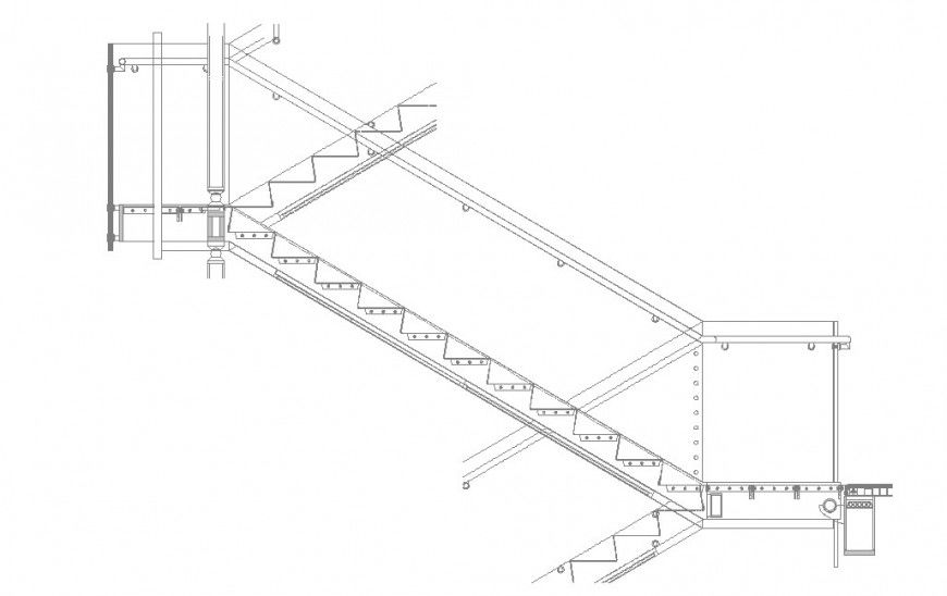 Staircase structure detail 2d view CAD construction unit layout file in autocad format