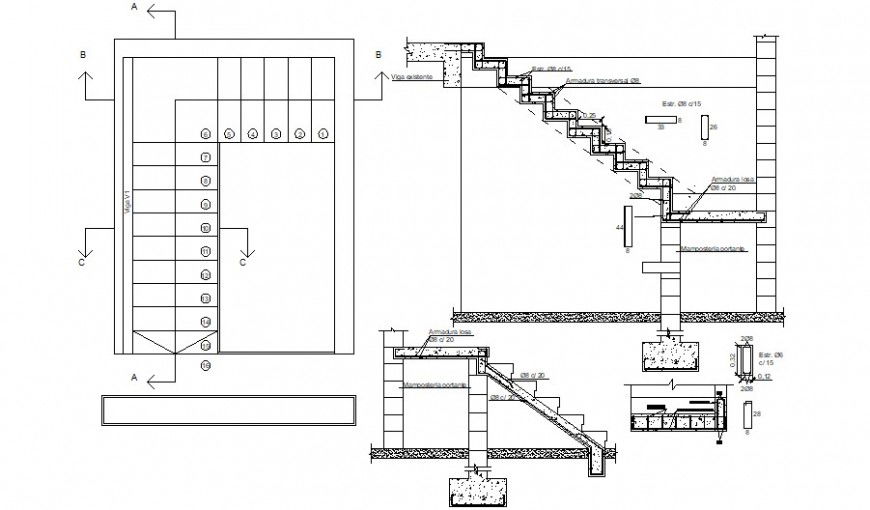 staircase structure detail cad file