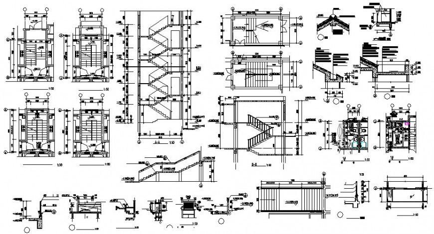 Staircase units 2d view drawing layout autocad file