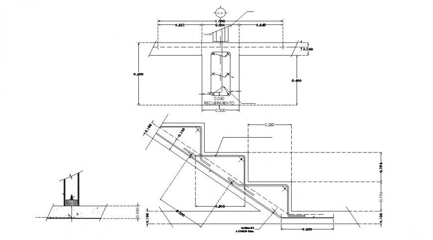 Staircases of store section and construction cad drawing details dwg file