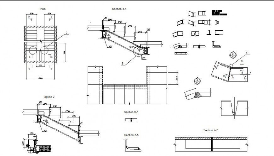 Staircases sections and construction details of house building drawing details dwg file