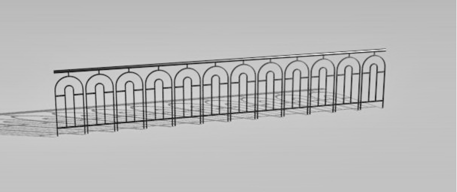 3d Iron Grill Railing Wall Isometric Elevation Design