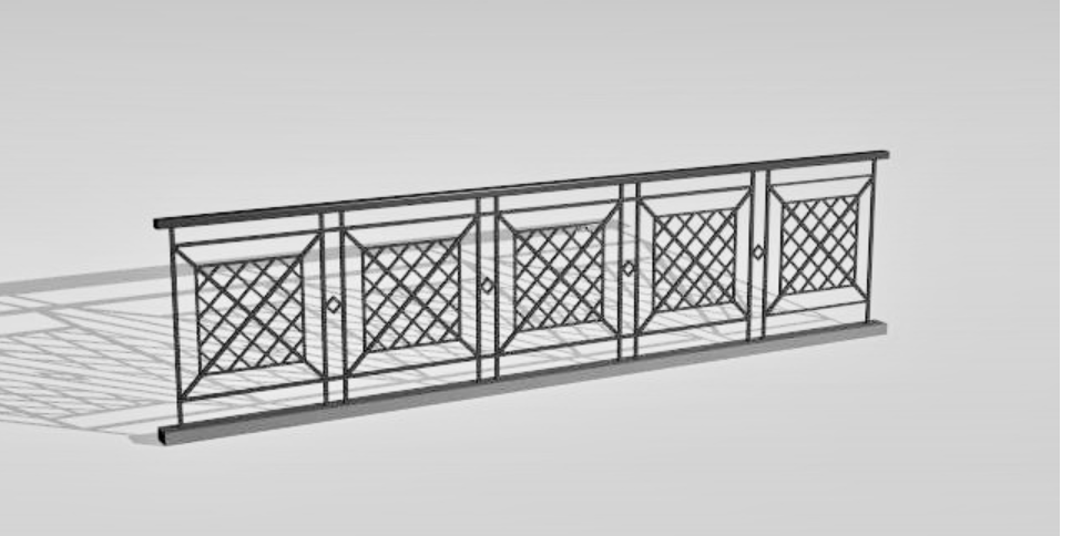 3d iron railing wall Isometric Elevation Design Max file