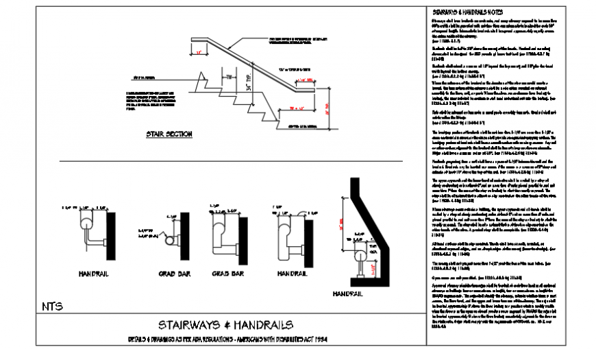 Stairs and Handrails section design drawing