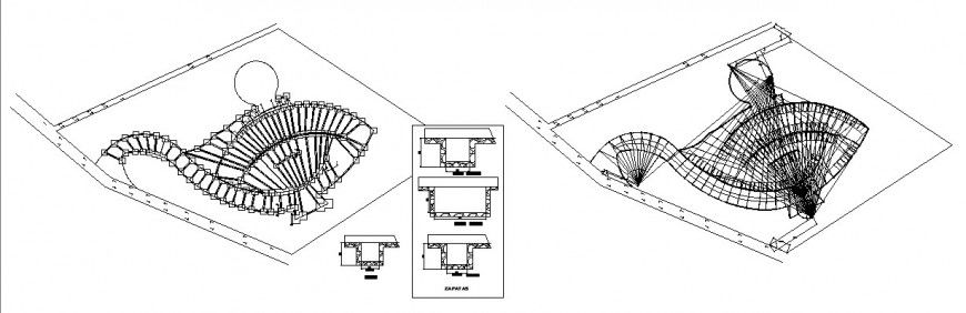 Stairs footing detail drawing in dwg AutoCAD file.