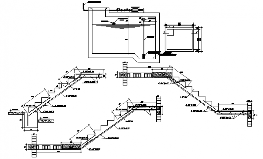 Stairway 2d view construction CAD drawings autocad file