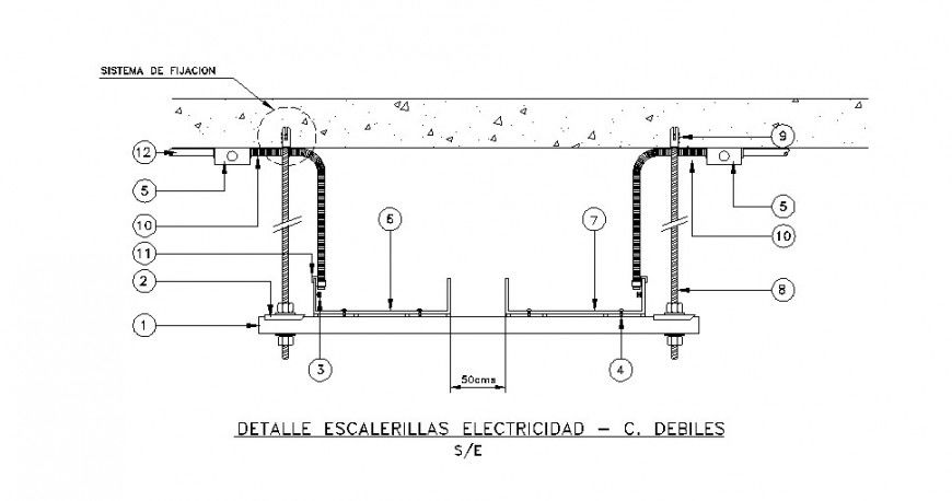 Stairway section and construction drawing details dwg file