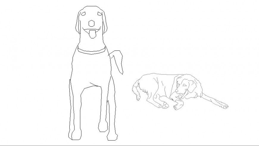 Standing and seating dog elevation block cad drawing details dwg file