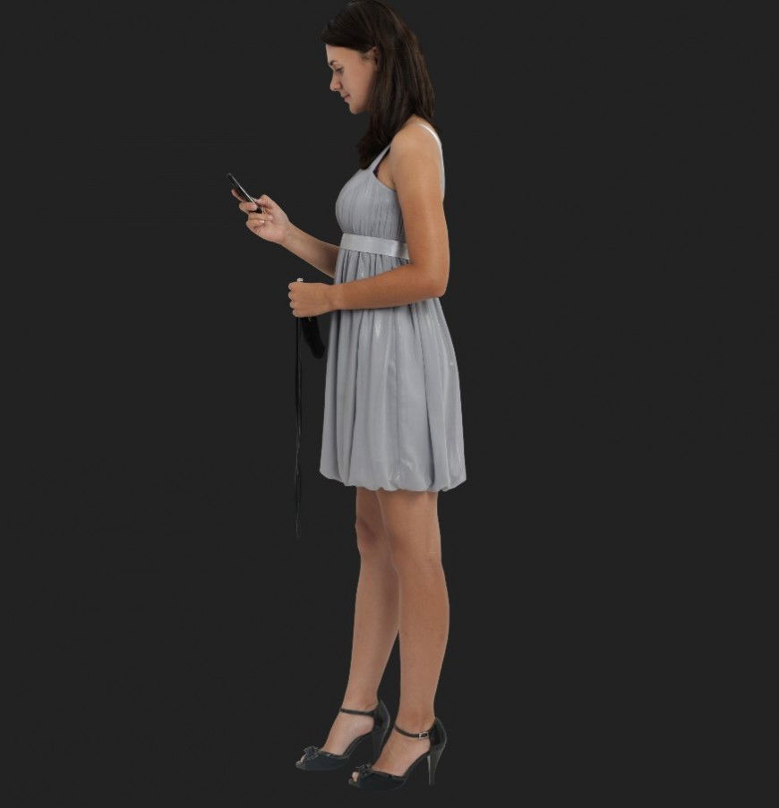 Standing girl 3d model layout JPEG file