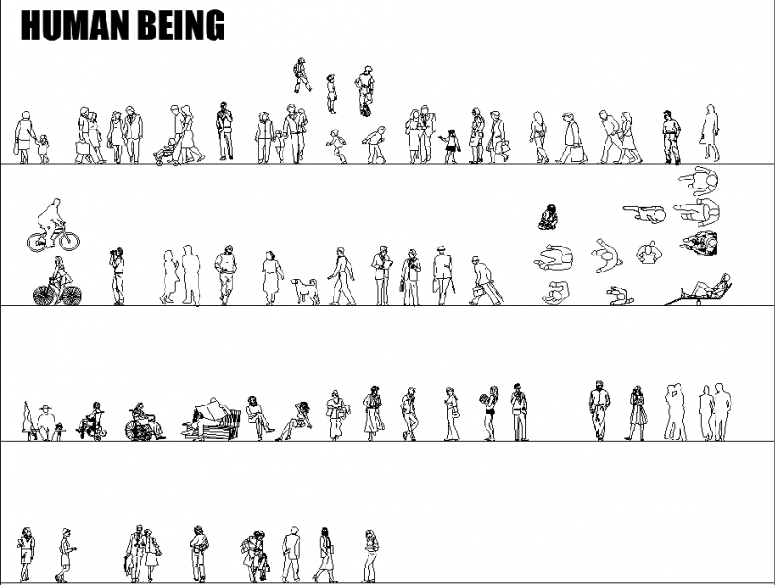 Standing human being block in dwg AutoCAD file.