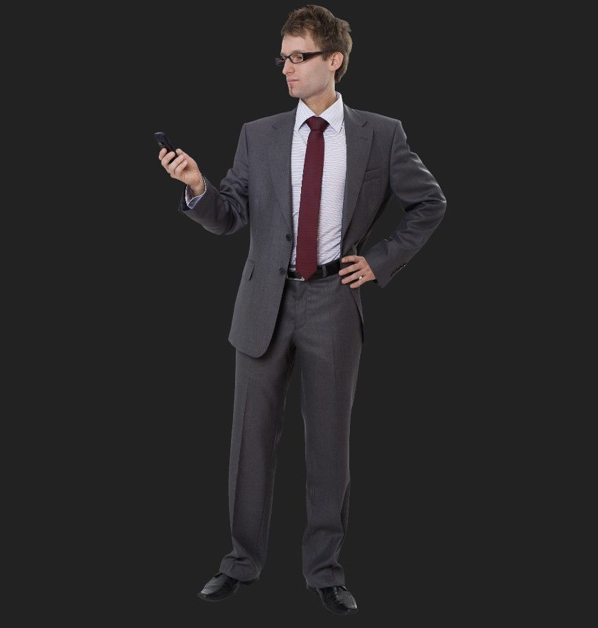 Standing man in professional wear detail CAD blocks 3d model layout photo file