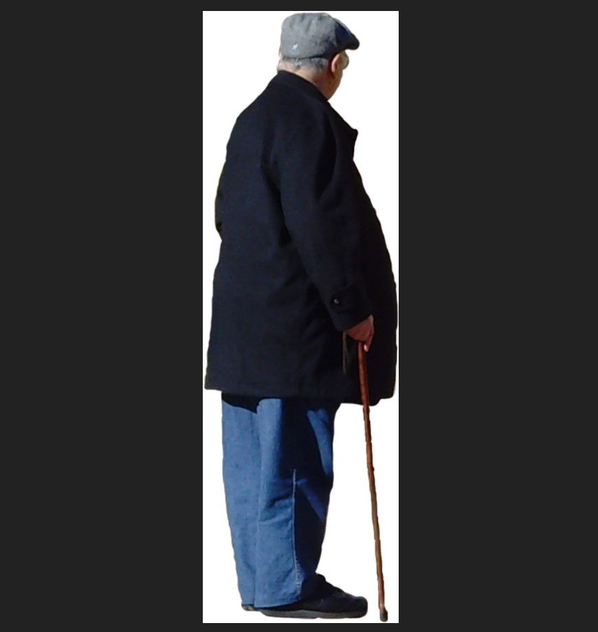 Standing position old people detail 3d model layout photo file