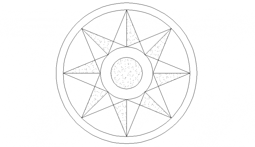 Star circular parquet CAD block model in dwg file.
