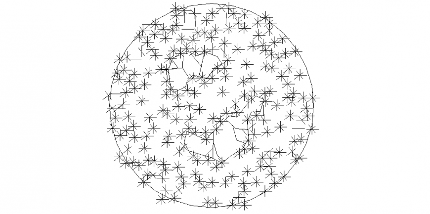 Star type design of the flower on tree plan design dwg file
