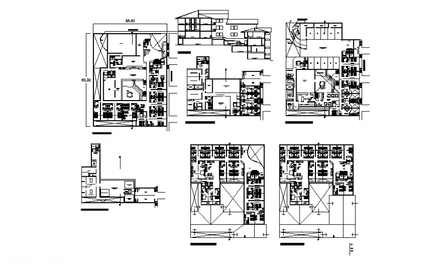 Stars hotel plan and elevation autocad file