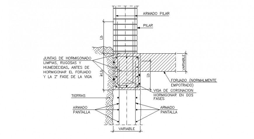 Start of Pillar in Wall Screen Coronation Beam cad structure details dwg file