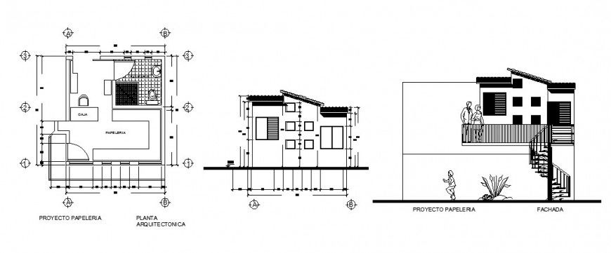 Stationary Store CAD Floor Plan Elevation and Section DWG Layout