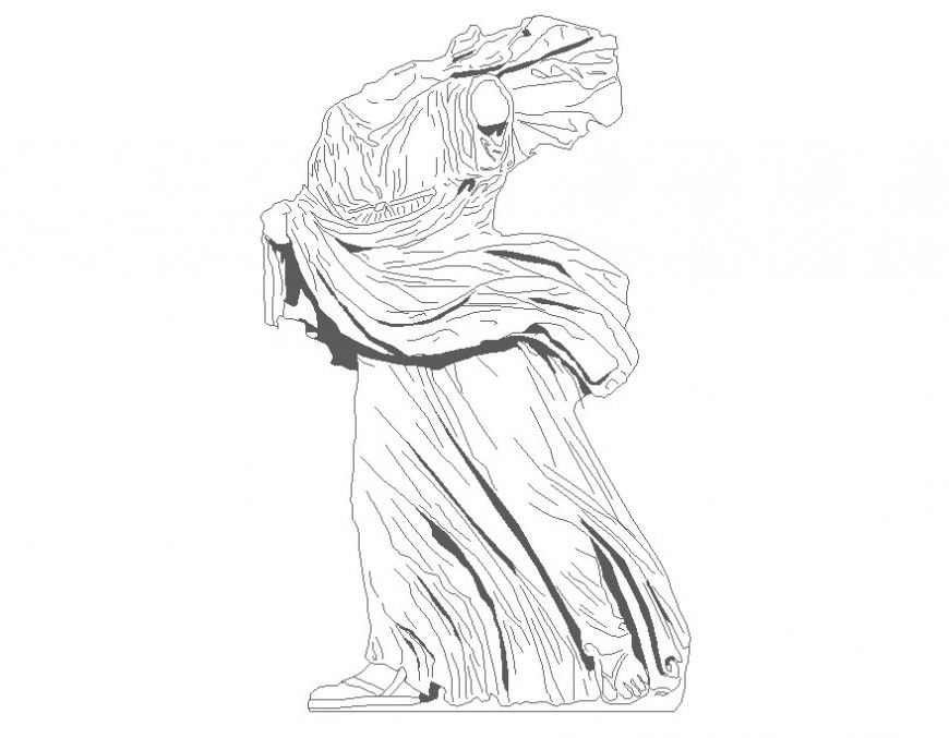 Statue structure detail 2d view CAD block layout file in dwg format