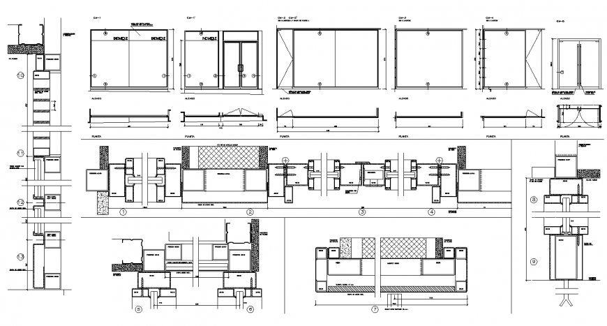 Steel and glass openings details 2d view layout file