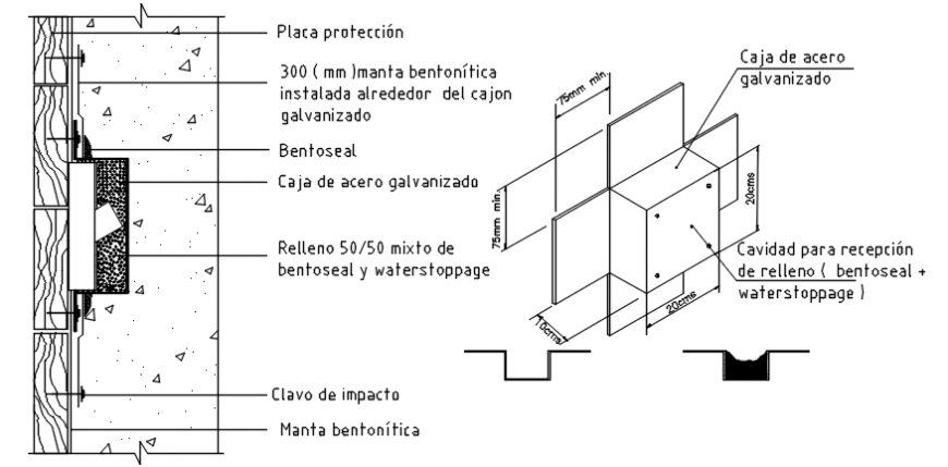 Steel box isometric view and sectional view of steel structure in AutoCAD