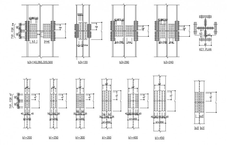 steel column joint detail cad file