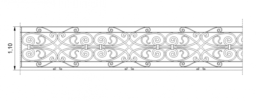 Steel frame balustrade detail elevation 2d view CAD blocks layout file