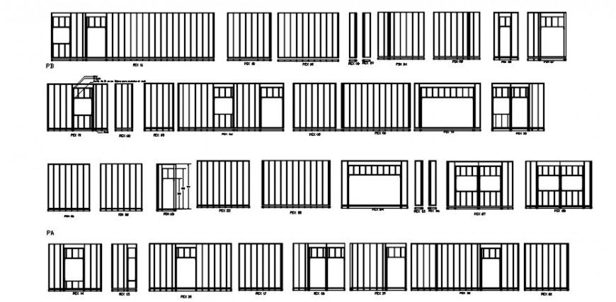 Steel frame housing design panels modules and anchor doors details dwg file