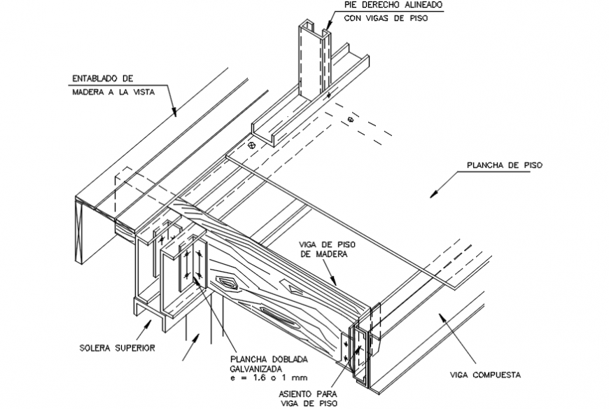 Steel frame roof constructive structure cad drawing details dwg file