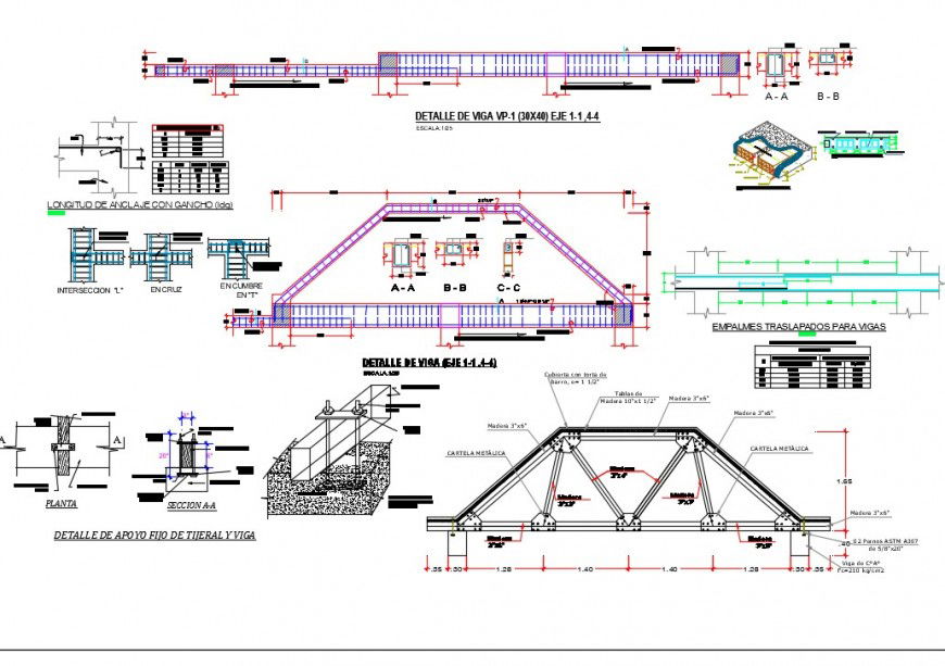 Steel Framing and Beam Section Layout Plan in DWG File